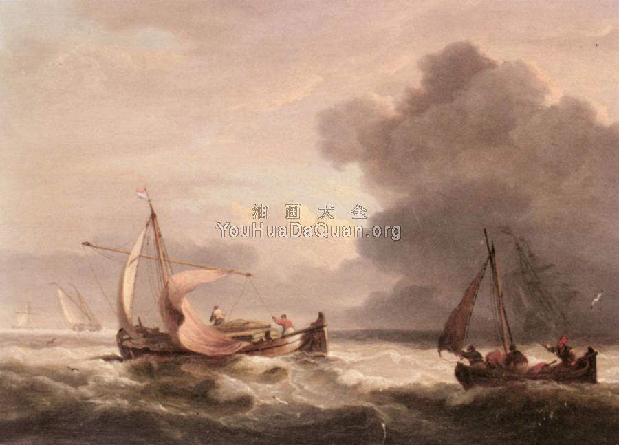 Dutch Barges In Open Seas - 托马斯·鲁尼